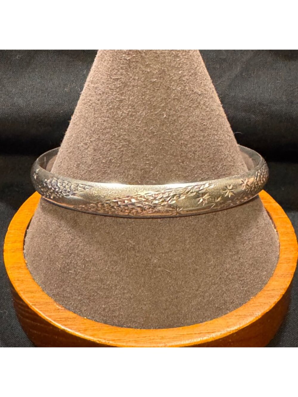 Solid Sterling Silver 925 Textured Bangle Bracelet 8.3mm Size 7.5" Fit